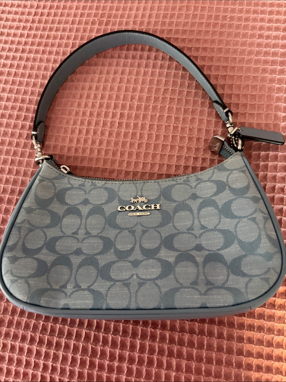 Coach Blue Signature Crescent Shoulder Bag - Picture 1 of 5